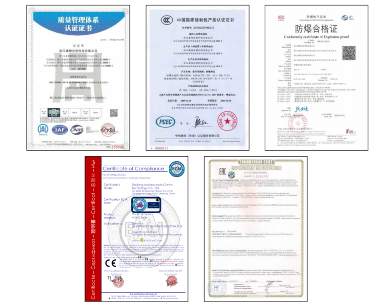 隔爆型電動(dòng)執(zhí)行器證書